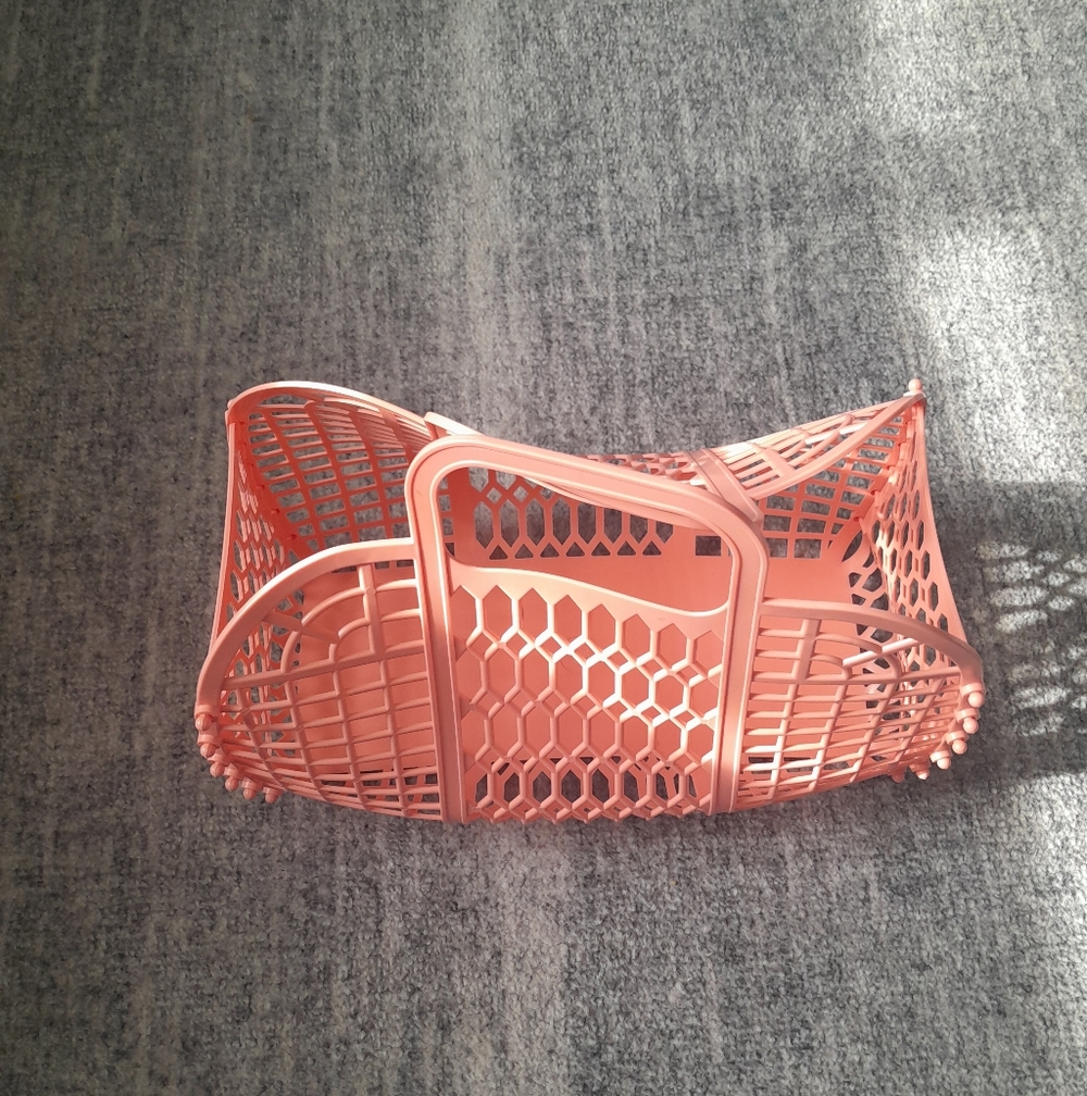 Babana Small Jelly Stylish Pink Mesh Tote Bag